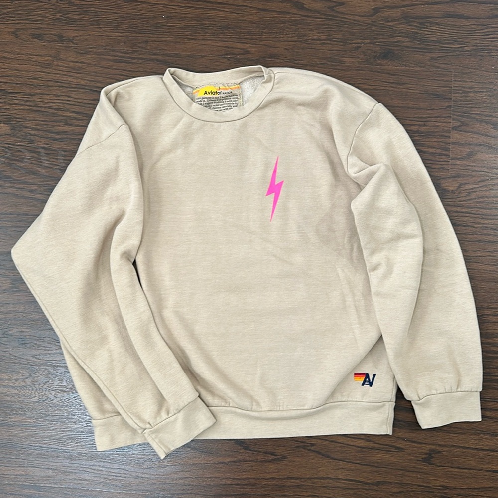 Aviator nation sweatshirt with pink lightning bolt